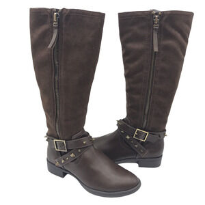 Circus By Sam Edelman Womens Portia Riding Boots Brown Black Buckle 7.5 M New